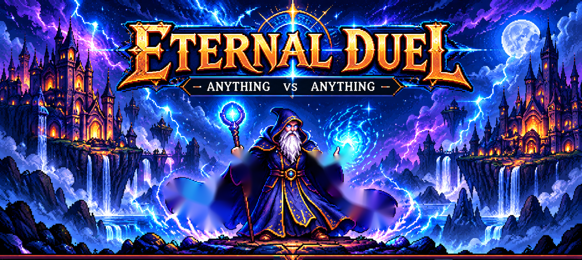 Original EternalDuel wizard and fantasy castles with animated robe and casting arms